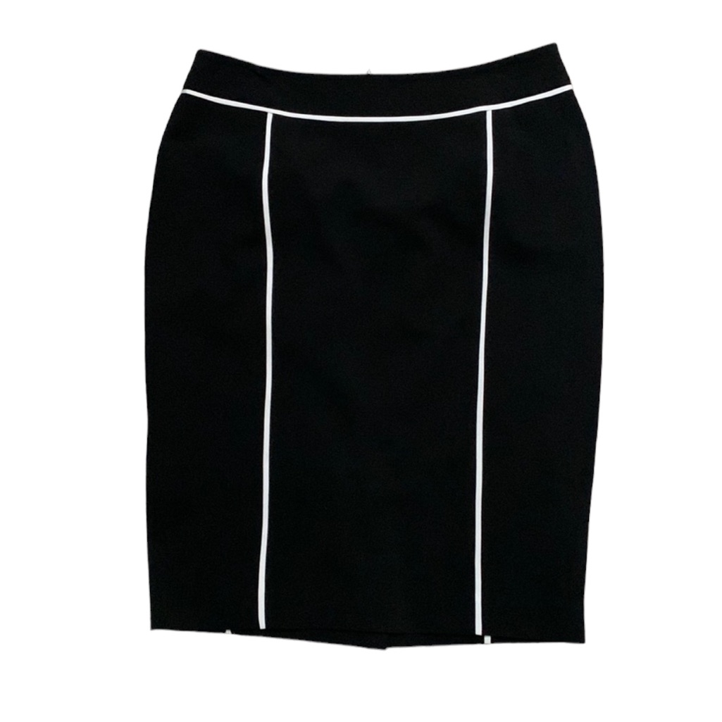 Calvin Klein Black And White Striped Pencil Skirt